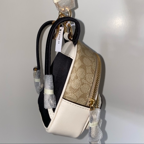 Coach Mini Court Backpack Bag Charm In Signature Canvas NWT - Picture 3 of 14